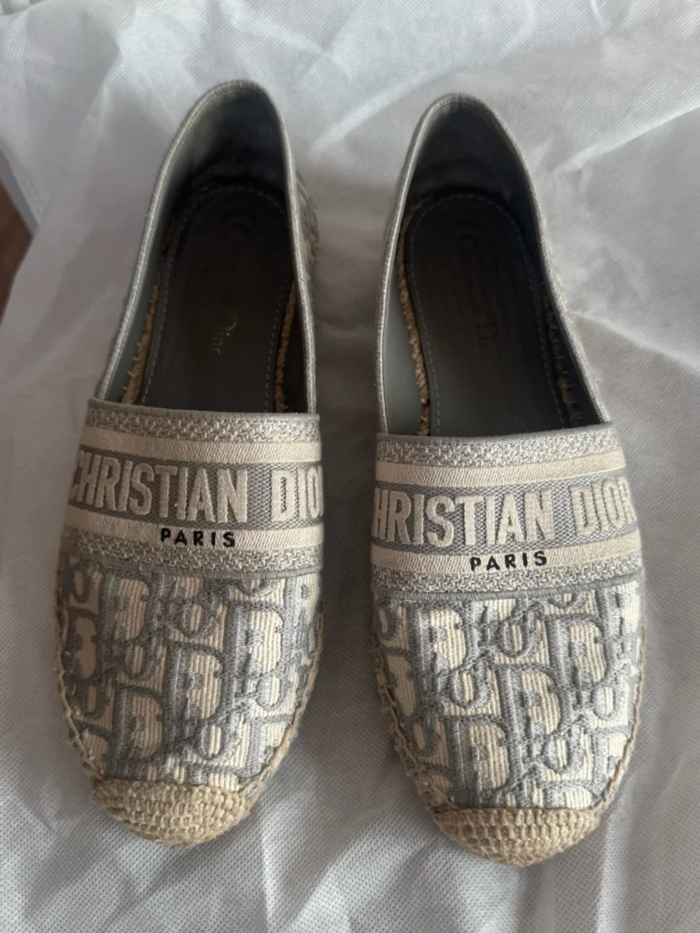 DIOR GRANVILLE ESPADRILLES Size 39 STONE GREY